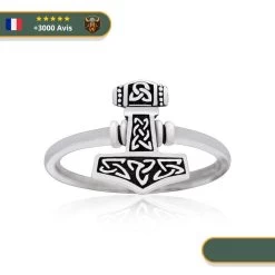 Anneau Viking De Thor | Argent -Viking Soldes Magasin Bague Marteau Mjollnir Argent 925