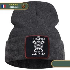 Bonnet Viking Die In Battle & Go To Valhalla -Viking Soldes Magasin Bonnet Viking Die in Battle Go to Valhalla light dark