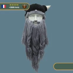 Bonnet Cornes Et Barbe Viking | Noir Et Gris -Viking Soldes Magasin Bonnet en corne pour hommes barbier vagabonne Viking barbe chapeau fait la main chaud anniversaire amusant.jpg 640x640 1 removebg preview 600px