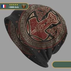 Bonnet Marteau De Thor Royal | Noir Et Or -Viking Soldes Magasin Bonnet en tricot pour hommes et femmes Bonnet Bonnet Vikings Ragnar Lothbrok arbre de avec Triquetra.jpg 640x640 2 removebg preview 600px