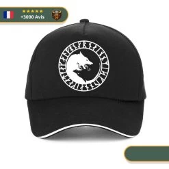 Casquette Viking Loup Nordique | Noir Et Blanc