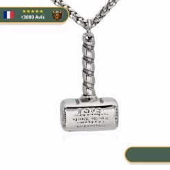 Collier Marteau Viking Gravé | Argent