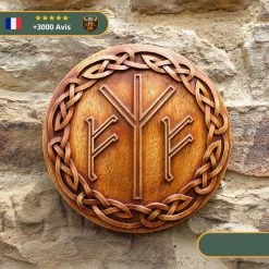 Art Mural Viking Runes Algiz Et Fehu -Viking Soldes Magasin Decoration murale Runes Algiz et Fehu