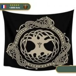 Drapeau Légende Viking | Noir Et Beige