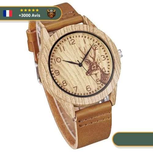 Montre Tête De Cerf Bois | Marron Clair 2 Montre Tête De Cerf Bois | Marron Clair – Image 2