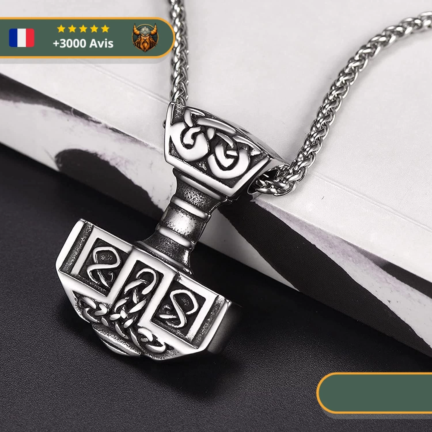 Collier Pendentif Marteau De Thor | Argent 4 Collier Pendentif Marteau De Thor | Argent – Image 4