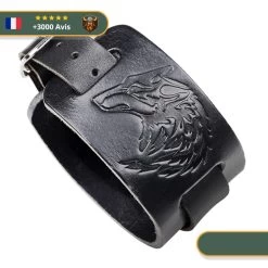 Bracelet Viking En Cuir Loup Fenrir