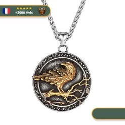Collier Viking Corbeau Du Dieu Odin