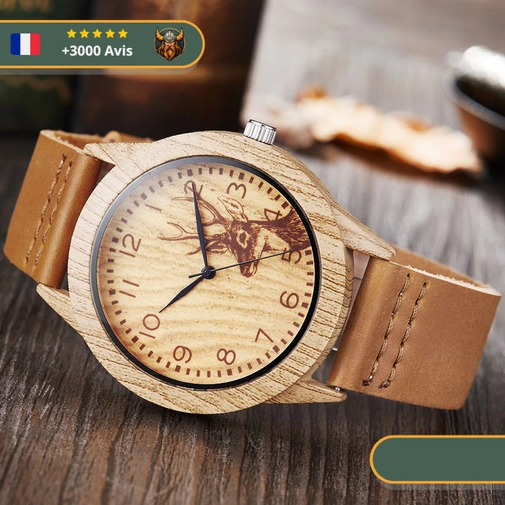 Montre Tête De Cerf Bois | Marron Clair 4 Montre Tête De Cerf Bois | Marron Clair – Image 4