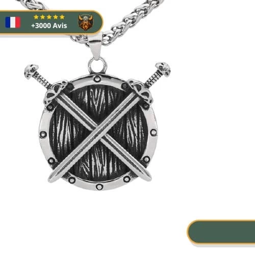 Pendentif Bouclier Viking | Argent 2 Pendentif Bouclier Viking | Argent – Image 2