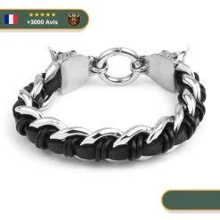 Bracelet Viking Sköll 8 Bracelet Viking Sköll -Viking Soldes Magasin Men s Wolf Head Bracelet Leather Silver Titanium Steel Polished Bangle 1