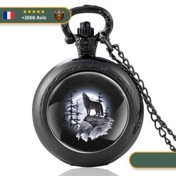 Montre à Gousset Viking Loup Hurlant à La Lune