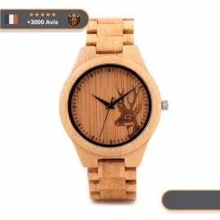 Montre Tête De Cerf Bois | Marron Foncé