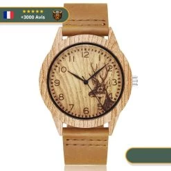 Montre Tête De Cerf Bois | Marron Clair