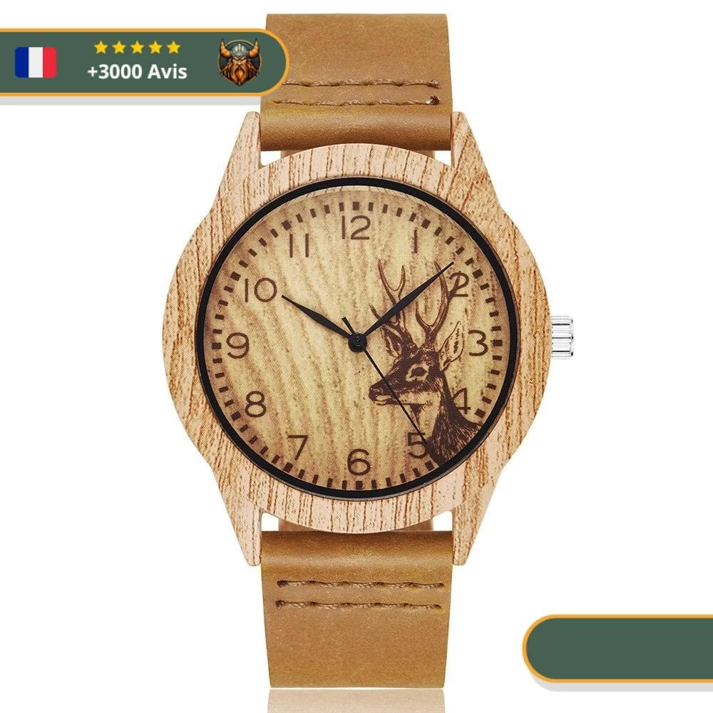 Montre Tête De Cerf Bois | Marron Clair 1 Montre Tête De Cerf Bois | Marron Clair