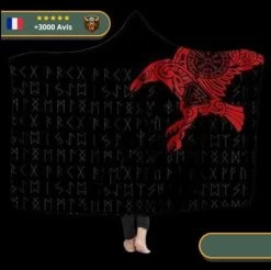 Plaid Aigle Viking | Noir Et Rouge