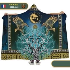 Plaid Viking Loup | Bleu Et Or