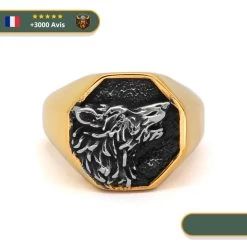 Bague Viking Gravure Loup