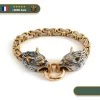 Bracelet Viking Loup Fenrir Or Et Argent