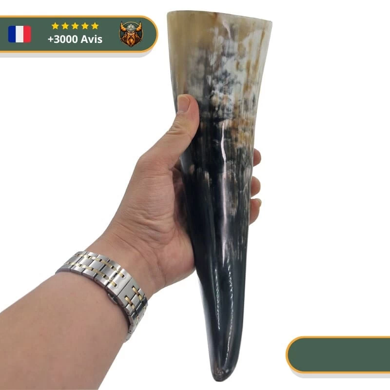 Corne à Boire Viking Avec Socle Blanc 3 Corne à Boire Viking Avec Socle Blanc – Image 3