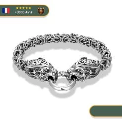 Bracelet Viking Têtes De Loup Fenrir