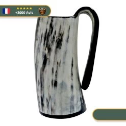Chope Viking En Corne De Bœuf Blanche Et Noire