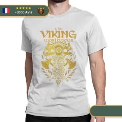 T-shirt Viking World Tour -Viking Soldes Magasin SKU Viking New Golden Legends Valhalla T Shirts Men Vintage Pure Cotton Tees Round Collar Sh 15