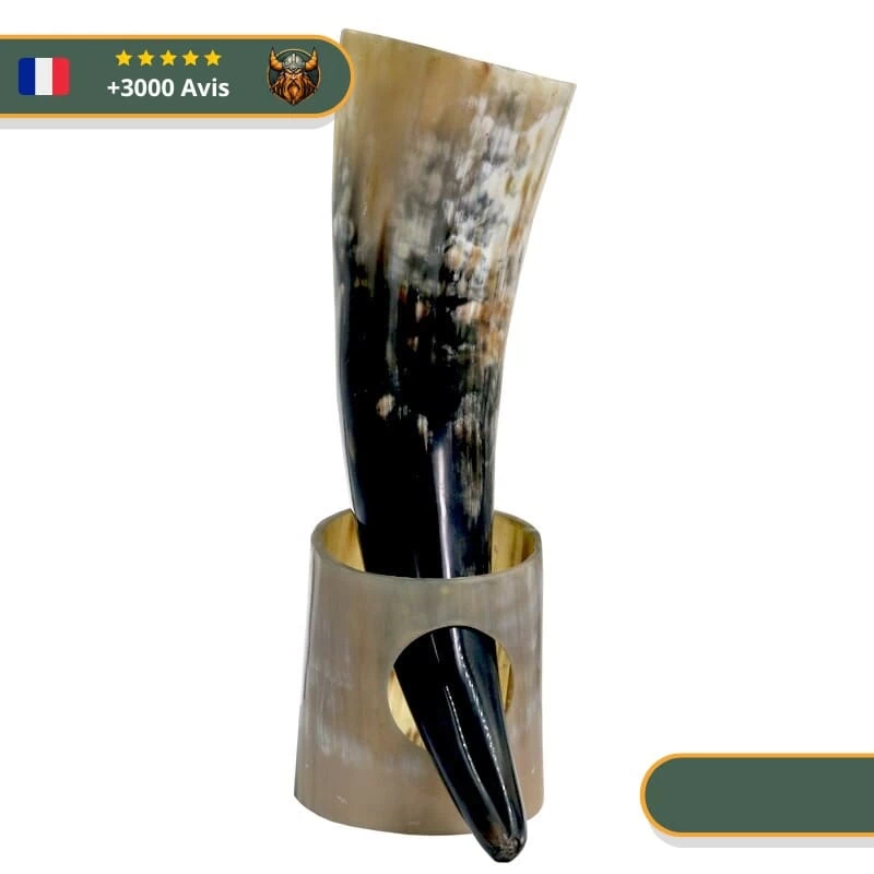 Corne à Boire Viking Avec Socle Blanc 4 Corne à Boire Viking Avec Socle Blanc – Image 4
