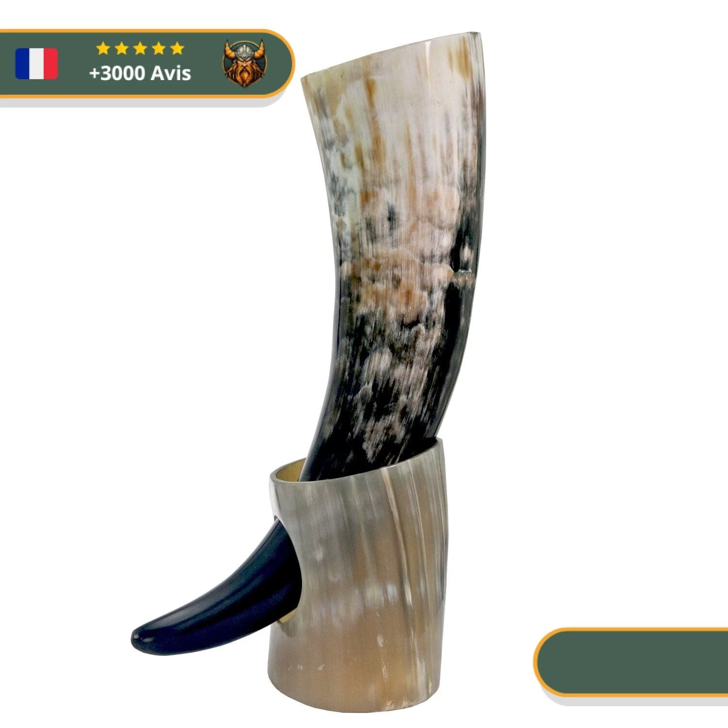 Corne à Boire Viking Avec Socle Blanc 1 Corne à Boire Viking Avec Socle Blanc