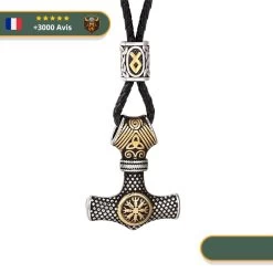 Collier Viking Marteau De Thor Et Heaume De La Crainte