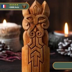 Statuette Viking En Bois - Tyr -Viking Soldes Magasin Statuette viking dieu tyr
