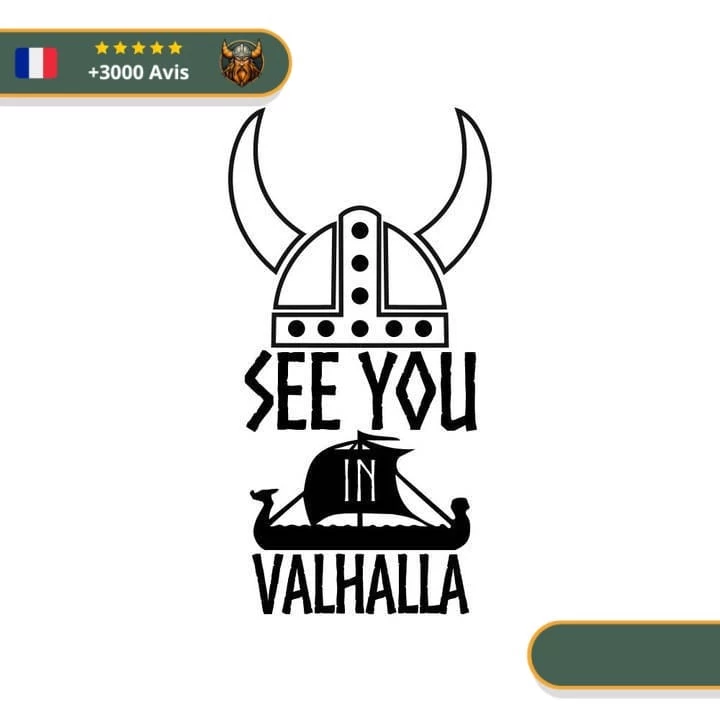 Stickers Valhalla Casque Guerrier | Noir Et Blanc 1 Stickers Valhalla Casque Guerrier | Noir Et Blanc