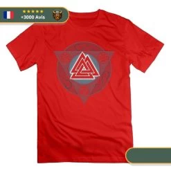 T-shirt Viking Valknut -Viking Soldes Magasin T shirt Viking Valknut Rouge