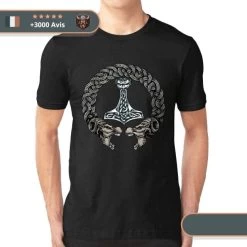 T-shirt Viking Fenrir & Mjolnir -Viking Soldes Magasin T shirt mjolnir noir