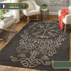 Tapis Boussole Scandinave | Noir Et Gris -Viking Soldes Magasin Tapis de sol antid rapant imprim 3D tatouage Viking paillasson pour salon flanelle chambre coucher 04.jpg 640x640 1 600px