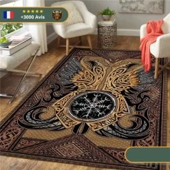 Tapis Boussole Viking | Marron Et Or