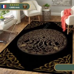 Tapis Viking Arbre De Vie | Noir Et Or