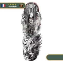 Tatouage Temporaire Viking<br> Aigle Et Ours Scandinaves