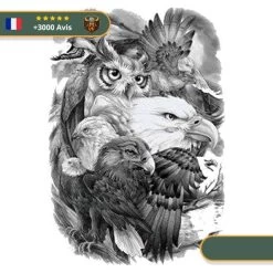 Tatouage Temporaire Viking<br> Aigles Et Hiboux Scandinaves