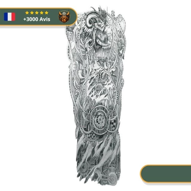 Tatouage Temporaire Viking<br> Bélier Brûlant à Muspellheim 1 Tatouage Temporaire Viking<br> Bélier Brûlant à Muspellheim