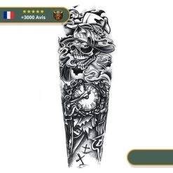 Tatouage Temporaire Viking<br> Crâne Armé Hache