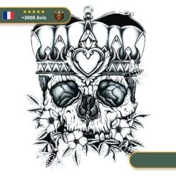 Tatouage Temporaire Viking<br> Crâne Couronné