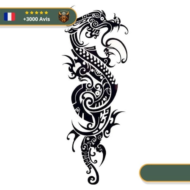 Tatouage Temporaire Viking<br> Dragon Scandinave Fáfnir (Tribal) 1 Tatouage Temporaire Viking<br> Dragon Scandinave Fáfnir (Tribal)