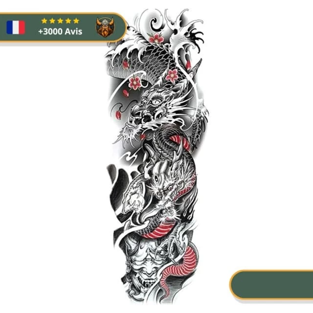 Tatouage Temporaire Viking<br> Dragons Sans Pitié Fáfnir Et Nidhogg 1 Tatouage Temporaire Viking<br> Dragons Sans Pitié Fáfnir Et Nidhogg