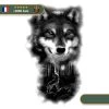 Tatouage Temporaire Viking<br> Fenrir Hurlant à La Pleine Lune
