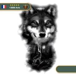 Tatouage Temporaire Viking<br> Fenrir Hurlant à La Pleine Lune