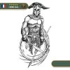 Tatouage Temporaire Viking<br> Guerrier Armé Épée Et Lance