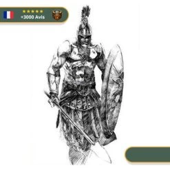 Tatouage Temporaire Viking<br> Guerrier Armé Lance Et Bouclier