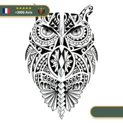 Tatouage Temporaire Viking<br> Hibou Scandinave (Tribal)
