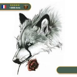 Tatouage Temporaire Viking<br> Loup Scandinave Fenrir Chassant
